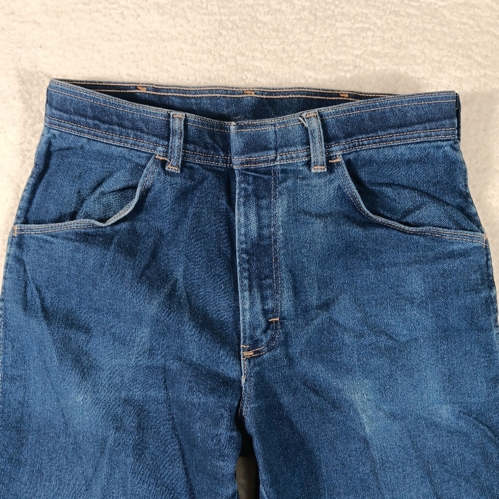 Vintage 70s Wrangler Jeans Mens 34x30 (31x29) Blue Denim Straight Cowboy Rodeo - Picture 3 of 11